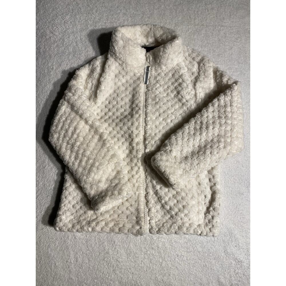 Swiss Alps Toddler Jacket 2T Cream Fuzzy Textured Zip Up Plush Fleece Coat Soft
